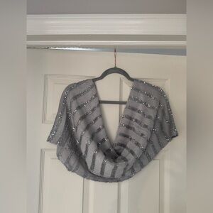 New York & Company - Gray with Silver Sequined Stripes Infinity Scarf